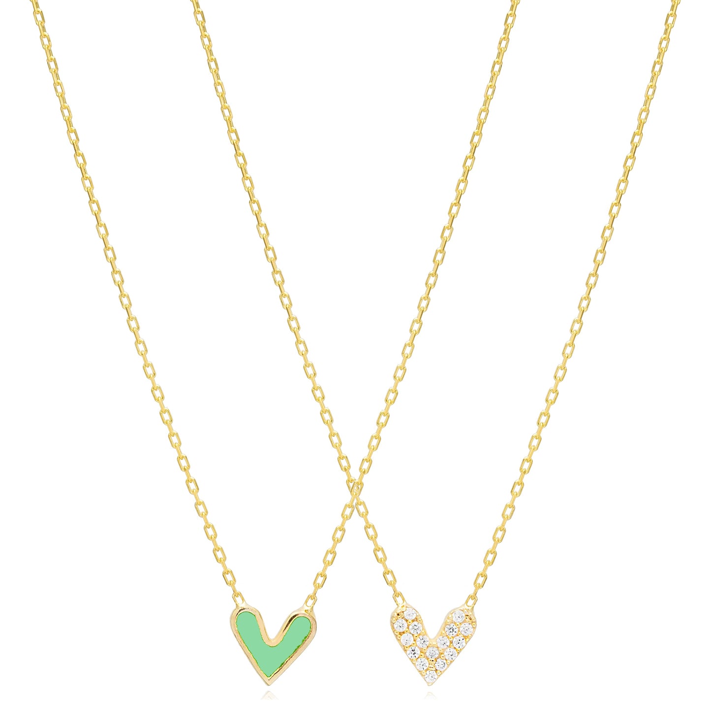 Double Side Green Heart Necklace