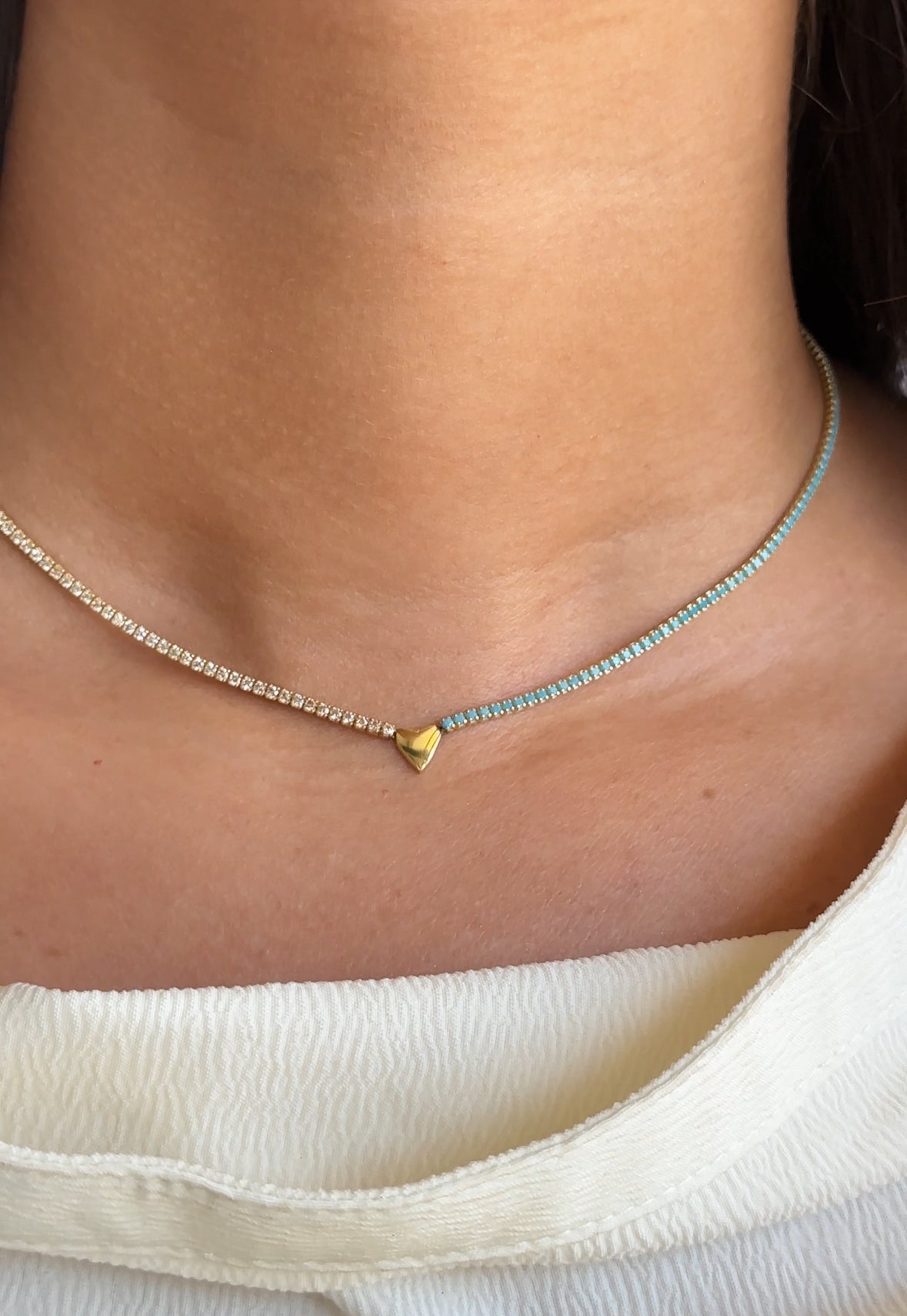 Aqua Cream Tennis Necklace