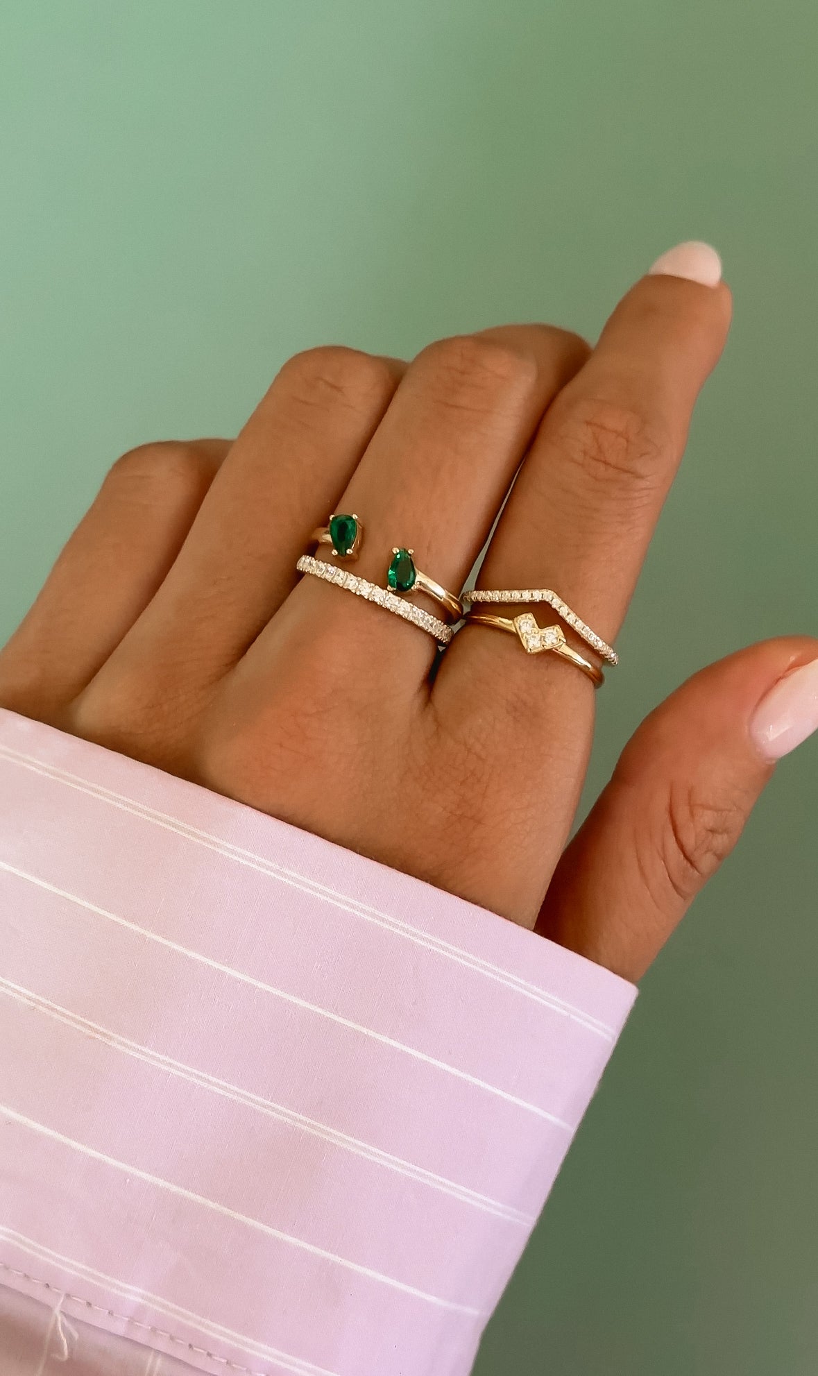 Double Drop Green Ring