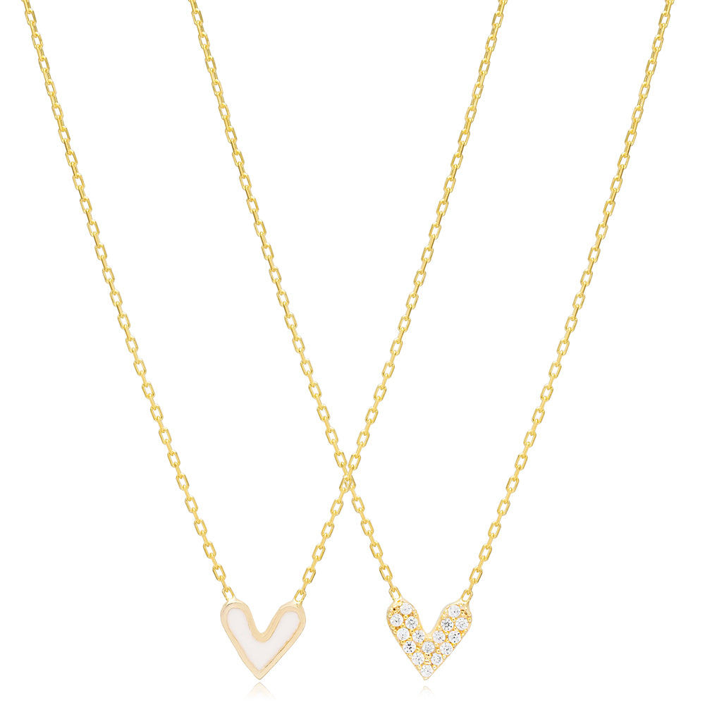 Double Side White Heart Necklace