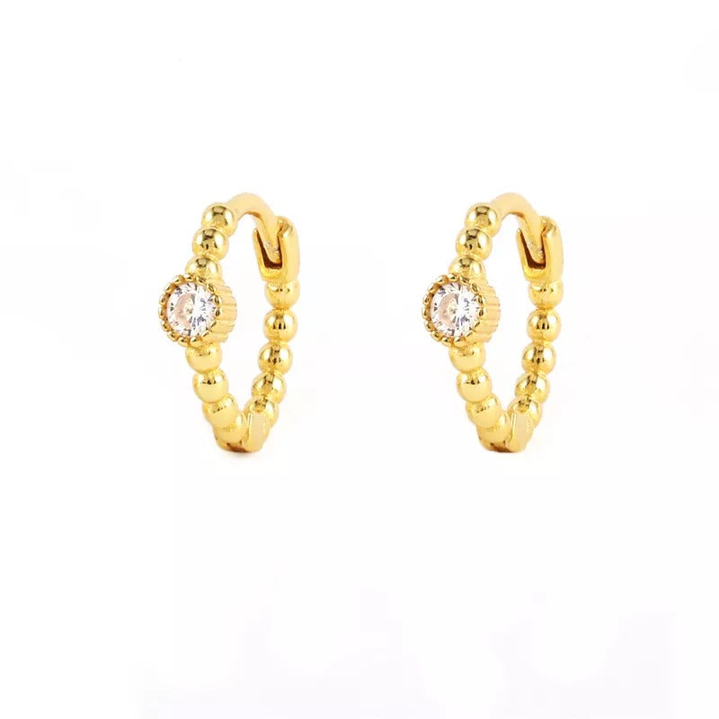 One White Stone Hoops
