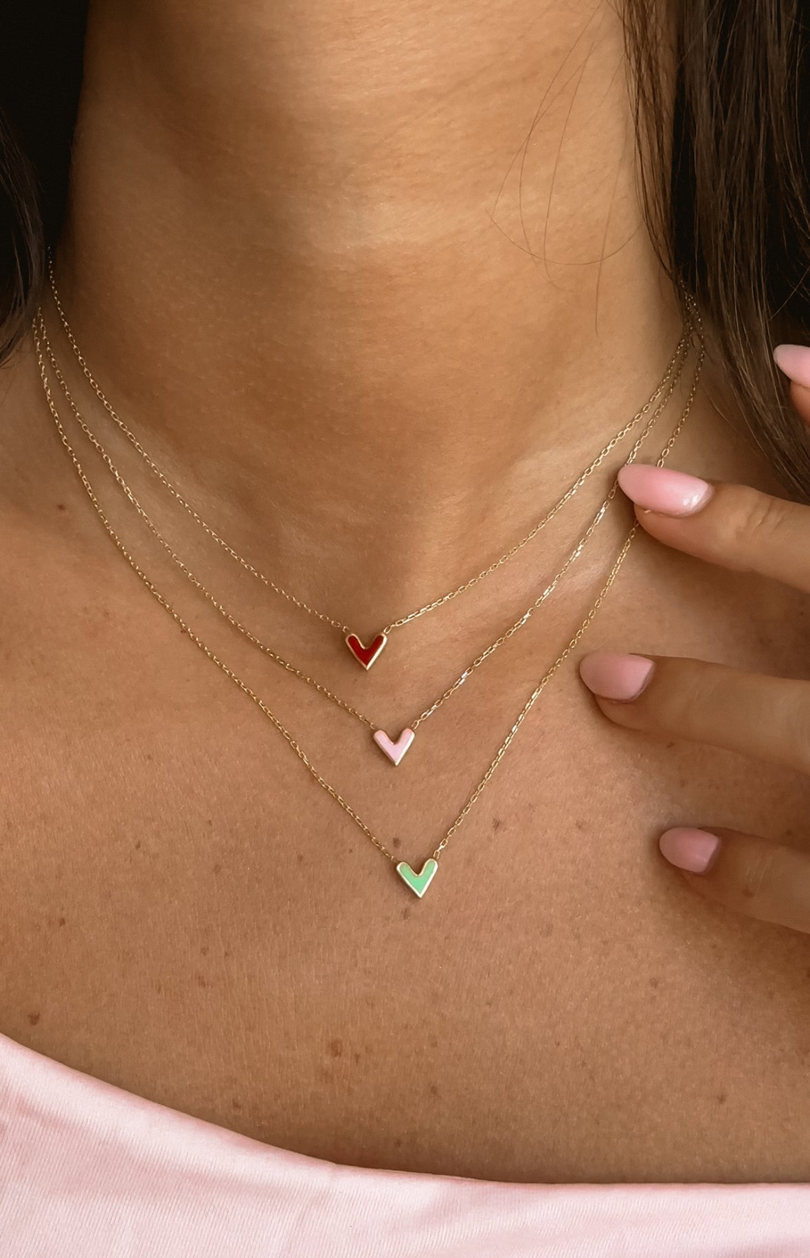 Double Side Green Heart Necklace