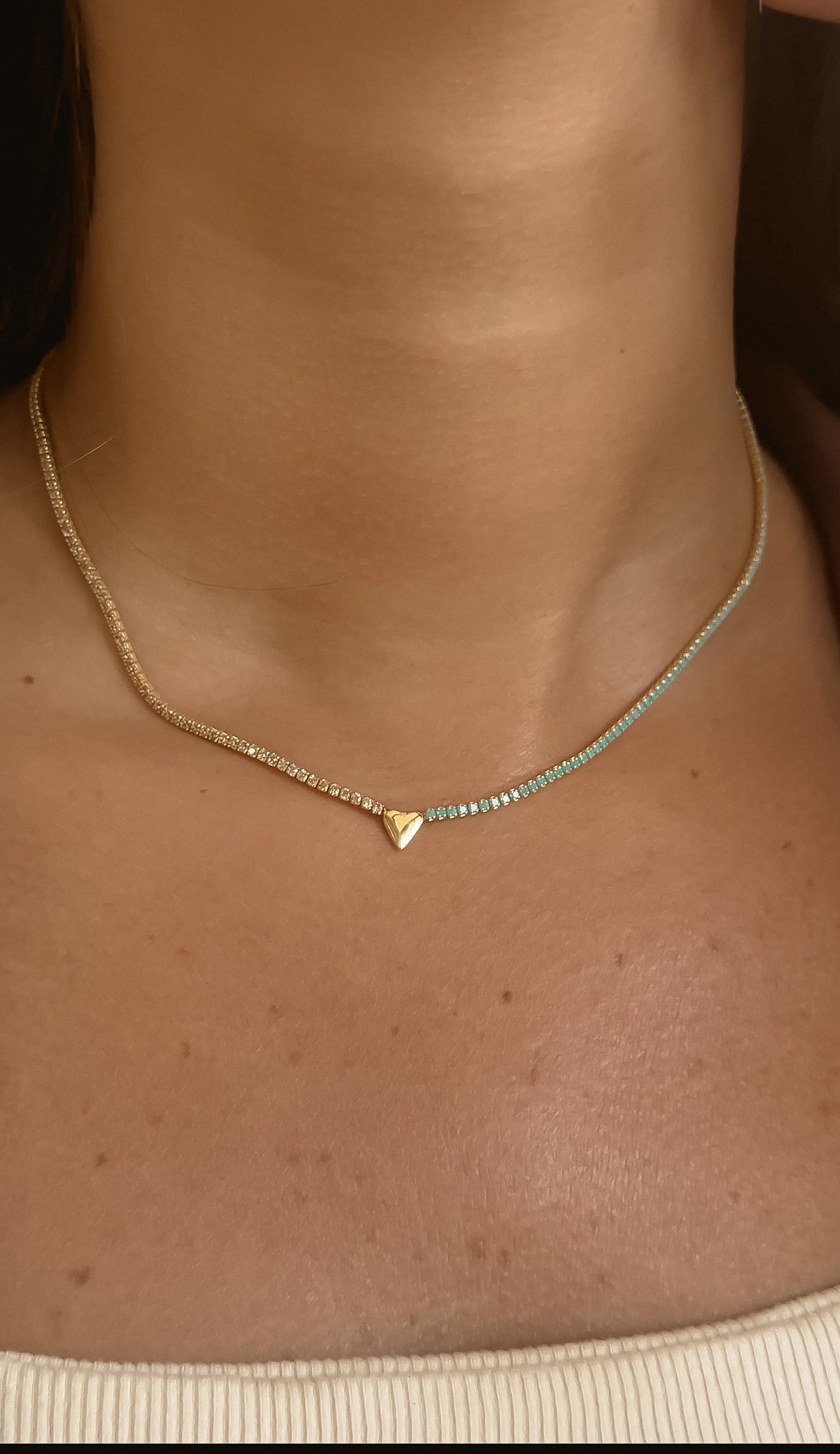 Aqua Cream Tennis Necklace